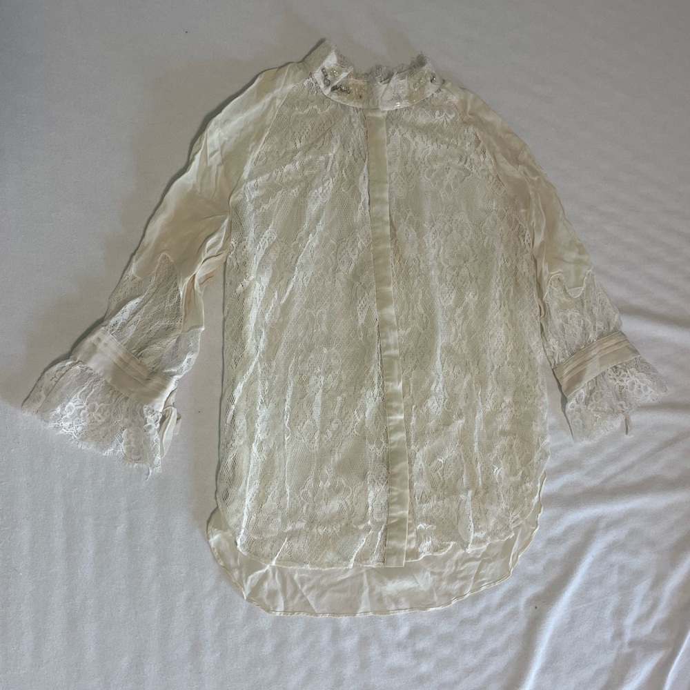Elegant Cream Lace Women's Top